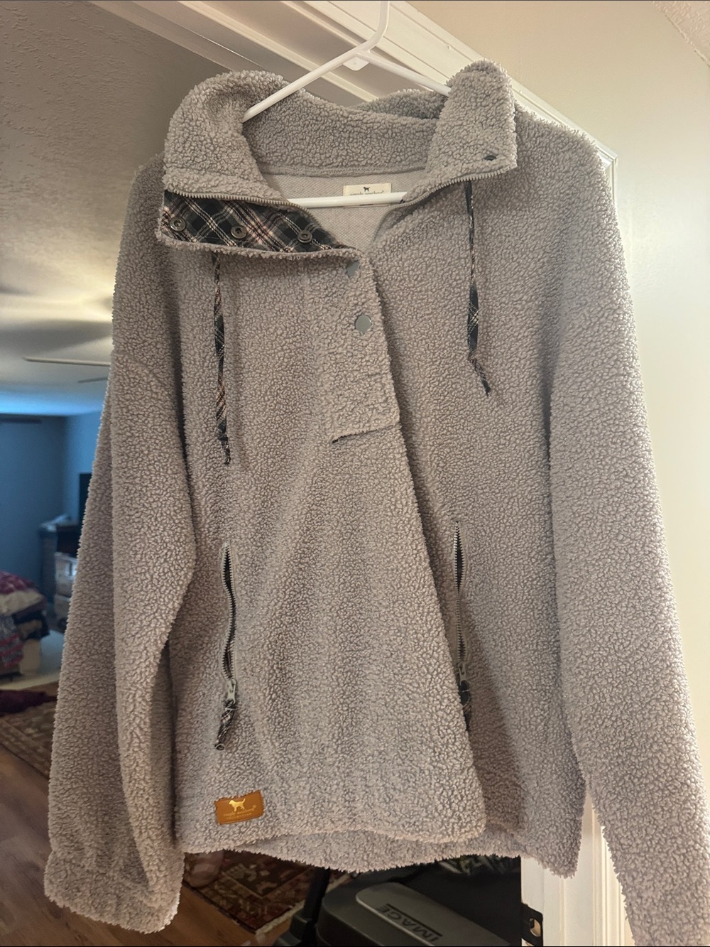 Simply Southern Light Gray Sherpa Pullover Jacket